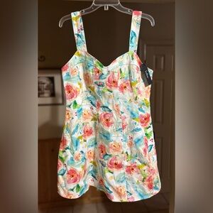 Lulus Cotton Mini Dress Size XL Colorful Floral Feminine Summer Wedding Guest